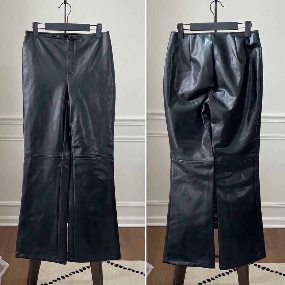 A Byer Faux Leather Bootcut Mini Flare Front Zip Pants 9